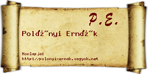 Polónyi Ernák névjegykártya